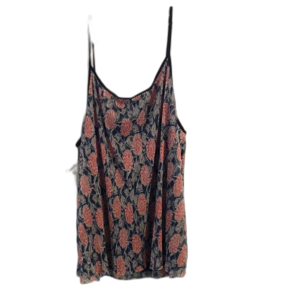 New NWT ANTHROPOLOGIE Maeve Floral Pleated Lightweight Flowy Metallic Cami Top M